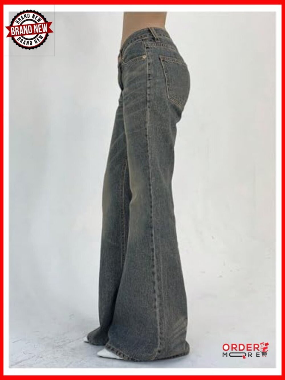Low Rise Flare Leg Bell Bottom Jeans Y2K Going Out Stretchy Denim - Picture 4 of 5